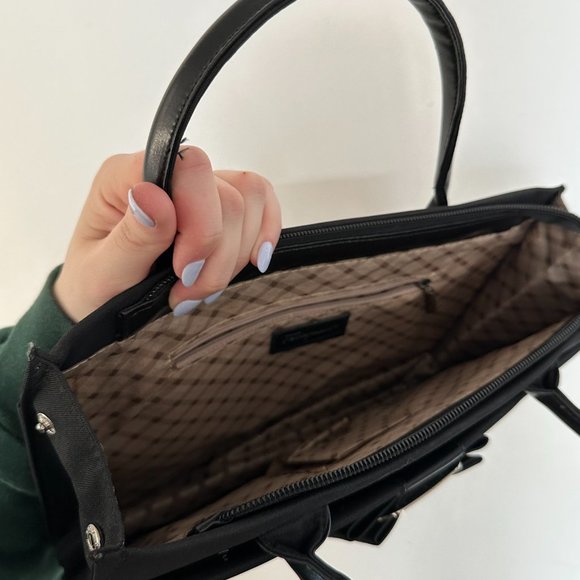 Salvatore Ferragamo Vintage Top Handle Hand Bag Bow Canvas Black - Picture 6 of 8